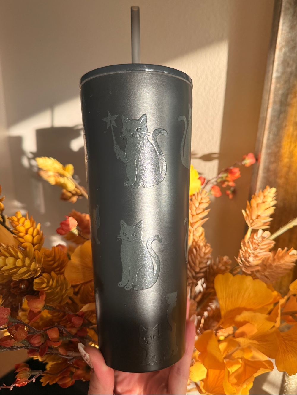 Starbucks 2026 Halloween Black Cat Glow In The Dark Stainless Tumbler - Picture 3 of 6